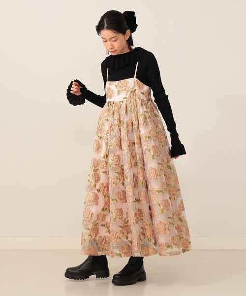 CAROLINA GLASER（カロリナ グレイサー）の「フラワージャカード ラメ キャミワンピース（ワンピース・レディース・ピンク/サックスブルー・ONE SIZE）」の7枚目の写真
