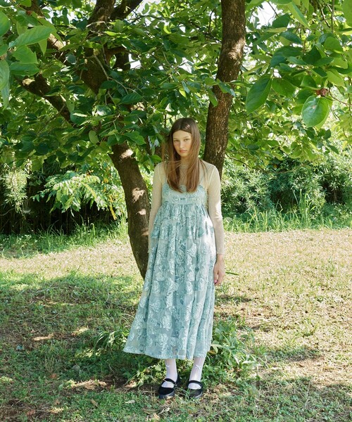 CAROLINA GLASER（カロリナ グレイサー）の「フラワージャカード ラメ キャミワンピース（ワンピース・レディース・ピンク/サックスブルー・ONE SIZE）」の4枚目の写真