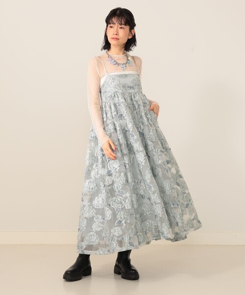 CAROLINA GLASER（カロリナ グレイサー）の「フラワージャカード ラメ キャミワンピース（ワンピース・レディース・ピンク/サックスブルー・ONE SIZE）」の5枚目の写真