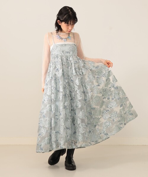 CAROLINA GLASER（カロリナ グレイサー）の「フラワージャカード ラメ キャミワンピース（ワンピース・レディース・ピンク/サックスブルー・ONE SIZE）」の16枚目の写真