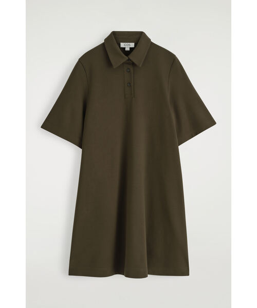 COS（コス）の「ジャージーポロミニドレス（ワンピース・レディース・ネイビー/ダークカーキ・M/S/L/XS）」の13枚目の写真