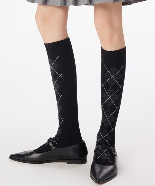 c.u.l(シーユーエル)の「アーガイル柄 ハイソックス 靴下 cula1216(ソックス/靴下・レディース・グレー/ブラック/ホワイト/ブラウン・FREE)」の14枚目の写真