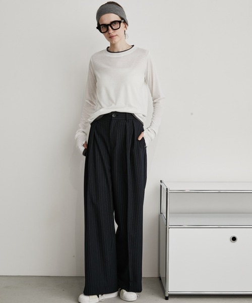 ハイウエストツータックバギースラックス（スラックス）｜Auntie Rosa