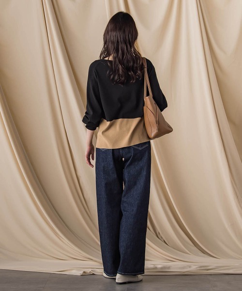 LAUTREAMONT（ロートレアモン）の「【JAPAN BLUE JEANS】デニムワイドパンツ≪洗濯機で洗える≫（デニムパンツ・レディース・ネイビー/ライトブルー・11号/9号/7号）」の16枚目の写真