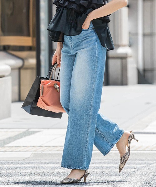 LAUTREAMONT（ロートレアモン）の「【JAPAN BLUE JEANS】デニムワイドパンツ≪洗濯機で洗える≫（デニムパンツ・レディース・ネイビー/ライトブルー・11号/9号/7号）」の22枚目の写真