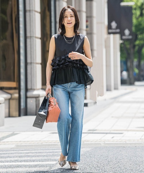 LAUTREAMONT（ロートレアモン）の「【JAPAN BLUE JEANS】デニムワイドパンツ≪洗濯機で洗える≫（デニムパンツ・レディース・ネイビー/ライトブルー・11号/9号/7号）」の20枚目の写真