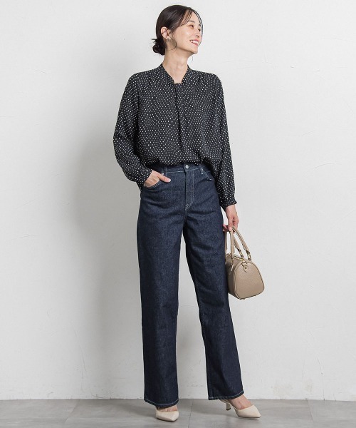 LAUTREAMONT（ロートレアモン）の「【JAPAN BLUE JEANS】デニムワイドパンツ≪洗濯機で洗える≫（デニムパンツ・レディース・ネイビー/ライトブルー・11号/9号/7号）」の5枚目の写真