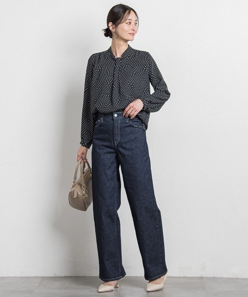 LAUTREAMONT（ロートレアモン）の「【JAPAN BLUE JEANS】デニムワイドパンツ≪洗濯機で洗える≫（デニムパンツ・レディース・ネイビー/ライトブルー・11号/9号/7号）」の6枚目の写真