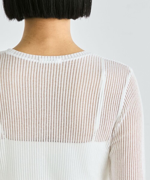 EDITION（エディション）の「シアーストライプ ロングスリーブトップス（Tシャツ/カットソー・レディース・ブラック/ライトブルー/ホワイト・FREE）」の4枚目の写真