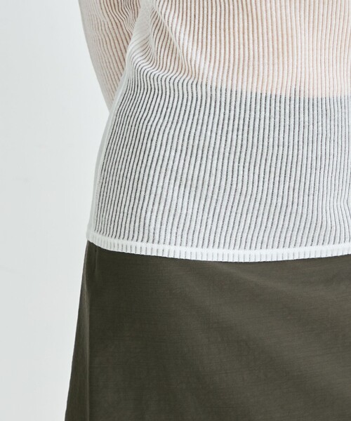 EDITION（エディション）の「シアーストライプ ロングスリーブトップス（Tシャツ/カットソー・レディース・ブラック/ライトブルー/ホワイト・FREE）」の6枚目の写真