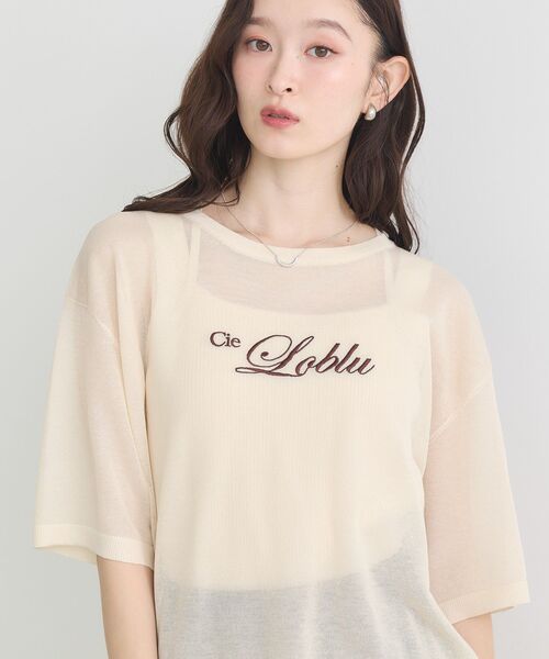 earth music&ecology(アースミュージックアンドエコロジー)の「ロゴ刺繍シアープルオーバー(Tシャツ/カットソー・レディース・チャコールグレー/ライトベージュ/ブラウン・FREE)」の4枚目の写真