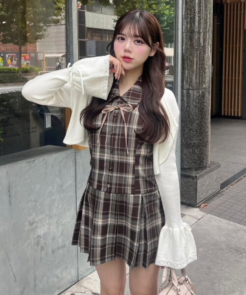 OLIVE des OLIVE（オリーブデオリーブ）の「ベルスリーブリボンボレロ（カーディガン/ボレロ・レディース・オフホワイト/トップグレー/ブラック・FREE）」の21枚目の写真