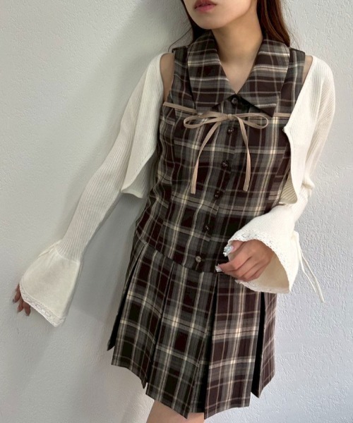 OLIVE des OLIVE（オリーブデオリーブ）の「ベルスリーブリボンボレロ（カーディガン/ボレロ・レディース・オフホワイト/トップグレー/ブラック・FREE）」の8枚目の写真