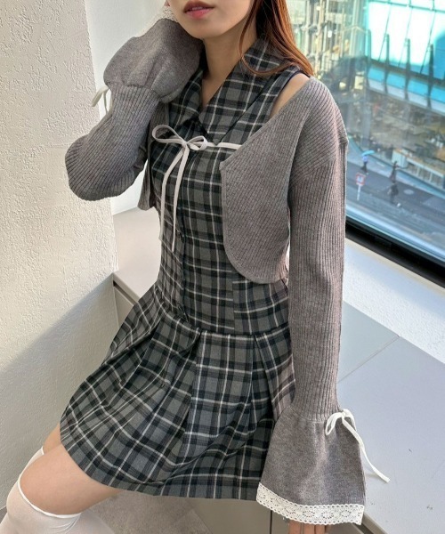 OLIVE des OLIVE（オリーブデオリーブ）の「ベルスリーブリボンボレロ（カーディガン/ボレロ・レディース・オフホワイト/トップグレー/ブラック・FREE）」の14枚目の写真