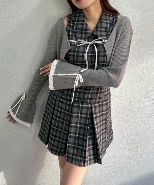 OLIVE des OLIVE（オリーブデオリーブ）の「ベルスリーブリボンボレロ（カーディガン/ボレロ・レディース・オフホワイト/トップグレー/ブラック・FREE）」の12枚目の写真