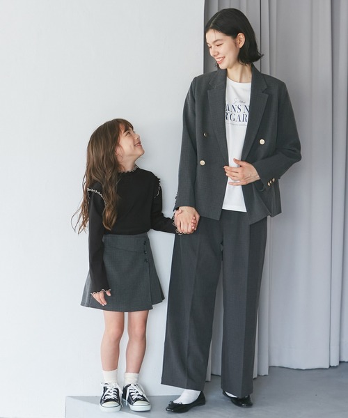 ROPE' PICNIC（ロペピクニック）の「【KIDS/キッズ】プチフリル配色テレコトップス（Tシャツ/カットソー・キッズ・ブラック/ダークラベンダー/キナリ・S/M/L）」の4枚目の写真