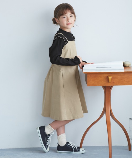 ROPE' PICNIC（ロペピクニック）の「【KIDS/キッズ】プチフリル配色テレコトップス（Tシャツ/カットソー・キッズ・ブラック/ダークラベンダー/キナリ・S/M/L）」の8枚目の写真