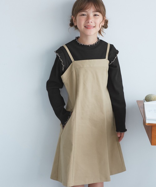 ROPE' PICNIC（ロペピクニック）の「【KIDS/キッズ】プチフリル配色テレコトップス（Tシャツ/カットソー・キッズ・ブラック/ダークラベンダー/キナリ・S/M/L）」の9枚目の写真