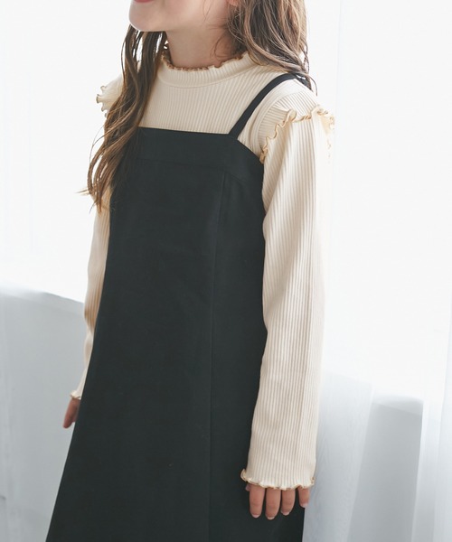 ROPE' PICNIC（ロペピクニック）の「【KIDS/キッズ】プチフリル配色テレコトップス（Tシャツ/カットソー・キッズ・ブラック/ダークラベンダー/キナリ・S/M/L）」の12枚目の写真