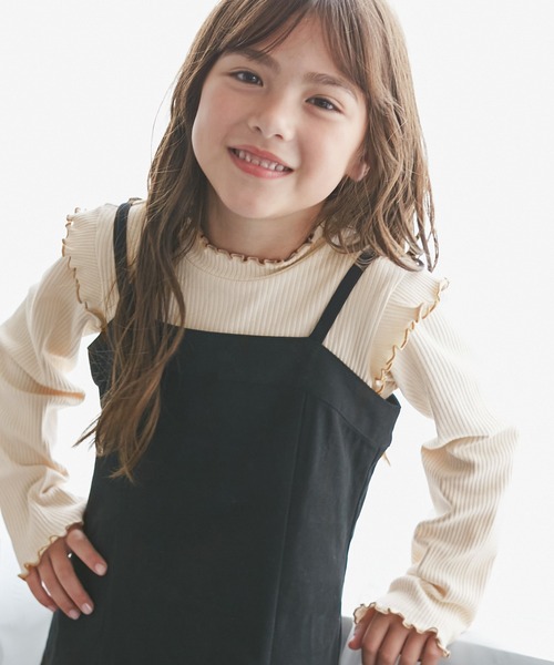 ROPE' PICNIC（ロペピクニック）の「【KIDS/キッズ】プチフリル配色テレコトップス（Tシャツ/カットソー・キッズ・ブラック/ダークラベンダー/キナリ・S/M/L）」の13枚目の写真