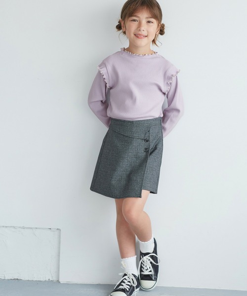 ROPE' PICNIC（ロペピクニック）の「【KIDS/キッズ】プチフリル配色テレコトップス（Tシャツ/カットソー・キッズ・ブラック/ダークラベンダー/キナリ・S/M/L）」の15枚目の写真