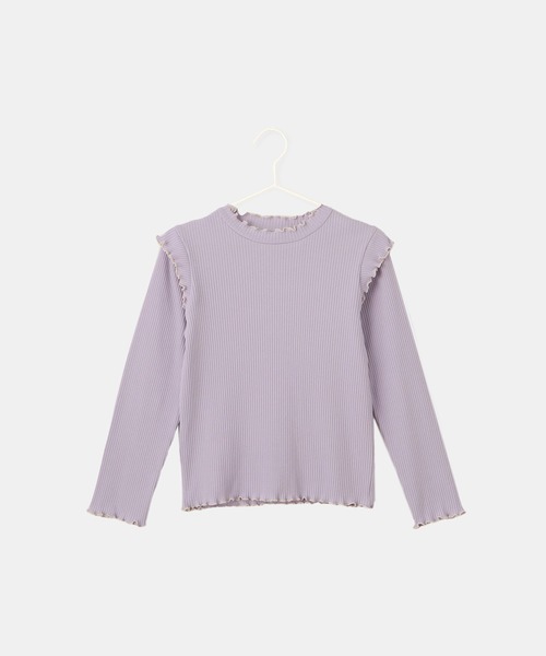 ROPE' PICNIC（ロペピクニック）の「【KIDS/キッズ】プチフリル配色テレコトップス（Tシャツ/カットソー・キッズ・ブラック/ダークラベンダー/キナリ・S/M/L）」の19枚目の写真