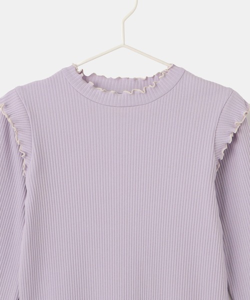 ROPE' PICNIC（ロペピクニック）の「【KIDS/キッズ】プチフリル配色テレコトップス（Tシャツ/カットソー・キッズ・ブラック/ダークラベンダー/キナリ・S/M/L）」の21枚目の写真