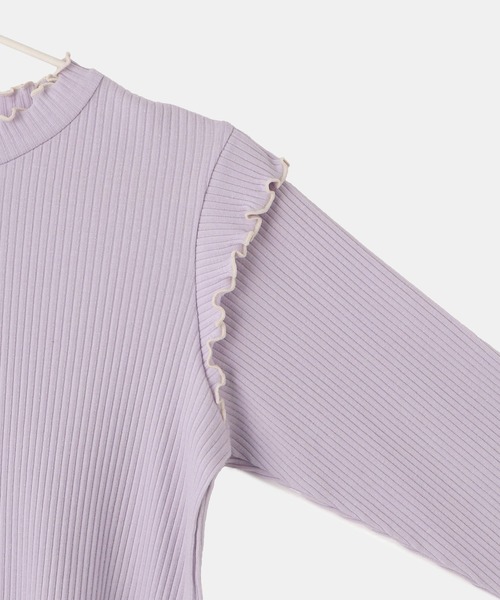 ROPE' PICNIC（ロペピクニック）の「【KIDS/キッズ】プチフリル配色テレコトップス（Tシャツ/カットソー・キッズ・ブラック/ダークラベンダー/キナリ・S/M/L）」の22枚目の写真