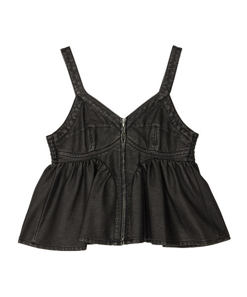 GRUNGE SYNTHETIC LEATHER PEPLUM BUSTIER（キャミソール