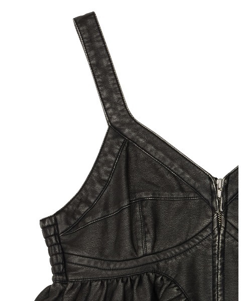 GRUNGE SYNTHETIC LEATHER PEPLUM BUSTIER（キャミソール
