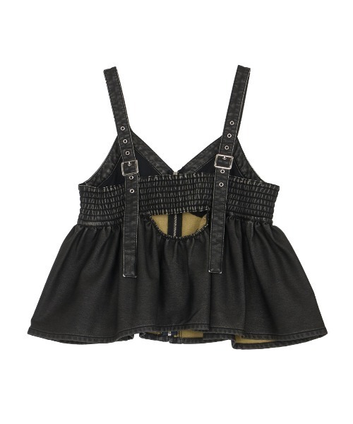 GRUNGE SYNTHETIC LEATHER PEPLUM BUSTIER（キャミソール