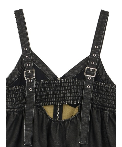 GRUNGE SYNTHETIC LEATHER PEPLUM BUSTIER（キャミソール