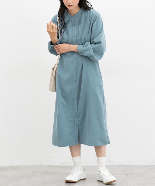 Honeys（ハニーズ）の「ピンタックシャツワンピ（ワンピース・レディース・グレイッシュブルー/ネイビー/チャコール・S/M/LL/L）」の7枚目の写真