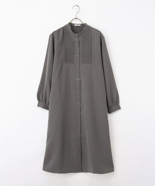 Honeys（ハニーズ）の「ピンタックシャツワンピ（ワンピース・レディース・グレイッシュブルー/ネイビー/チャコール・S/M/LL/L）」の14枚目の写真