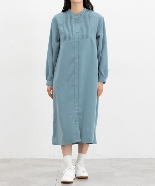 Honeys（ハニーズ）の「ピンタックシャツワンピ（ワンピース・レディース・グレイッシュブルー/ネイビー/チャコール・S/M/LL/L）」の16枚目の写真