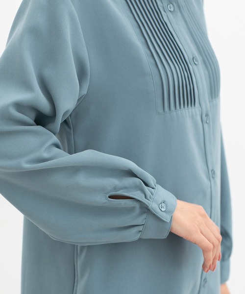 Honeys（ハニーズ）の「ピンタックシャツワンピ（ワンピース・レディース・グレイッシュブルー/ネイビー/チャコール・S/M/LL/L）」の21枚目の写真