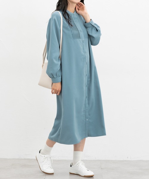 Honeys（ハニーズ）の「ピンタックシャツワンピ（ワンピース・レディース・グレイッシュブルー/ネイビー/チャコール・S/M/LL/L）」の19枚目の写真