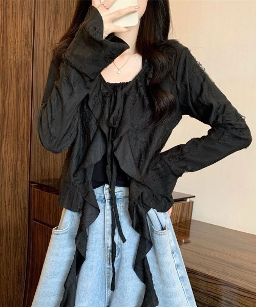 DIAVEL(ディアベル)の「【5色展開】グランジフェアリー トップス / Grunge Fairy Tops(Tシャツ/カットソー・レディース・ブラック/ホワイト/ブラウン/ダークグレー/モカ・M)」の14枚目の写真