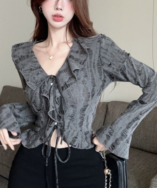 DIAVEL(ディアベル)の「【5色展開】グランジフェアリー トップス / Grunge Fairy Tops(Tシャツ/カットソー・レディース・ブラック/ホワイト/ブラウン/ダークグレー/モカ・M)」の16枚目の写真