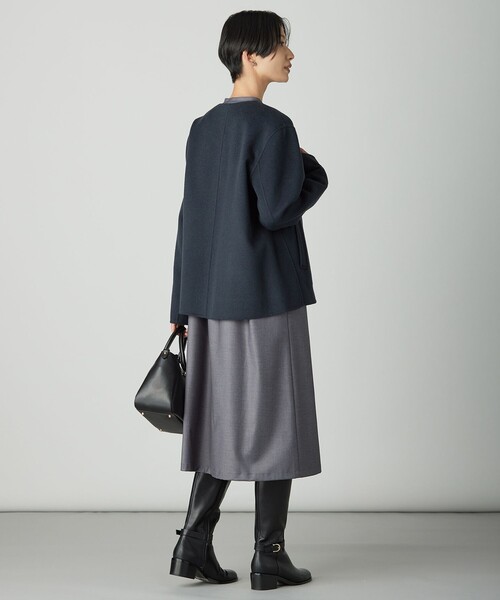 J.PRESS Ladies(J.プレス レディス)の「ウールナイロンリバー ノーカラー コート(ノーカラーコート・レディース・ベージュ系/ライトグレー系/ダルブルー系・S/XS)」の12枚目の写真