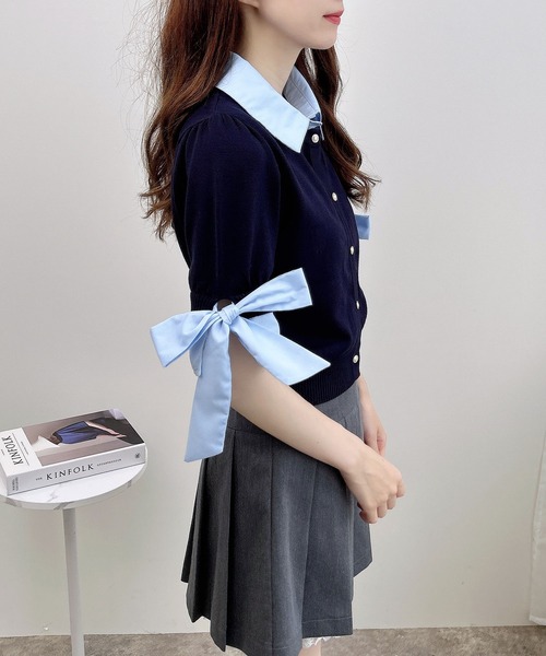 INGNI（イング）の「袖リボンシャツレイヤード風ニット（ニット