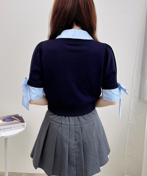 INGNI(イング)の「袖リボンシャツレイヤード風ニット(ニット/セーター・レディース・グレー系4/ワイン系2/ネイビー系8・M)」の13枚目の写真