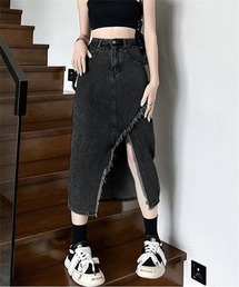フリンジスリットデニムスカート