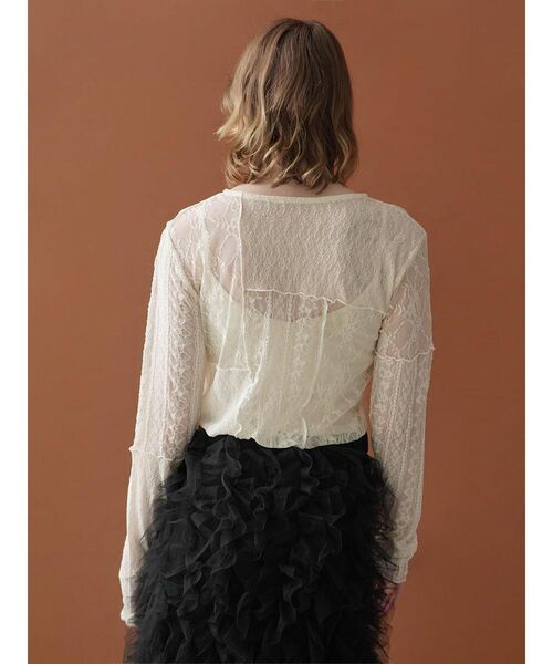 :ETHROF(イーサオブ)の「PATCHWORK LACE TOPS(Tシャツ/カットソー・レディース・オフホワイト/ブラック・FREE)」の6枚目の写真
