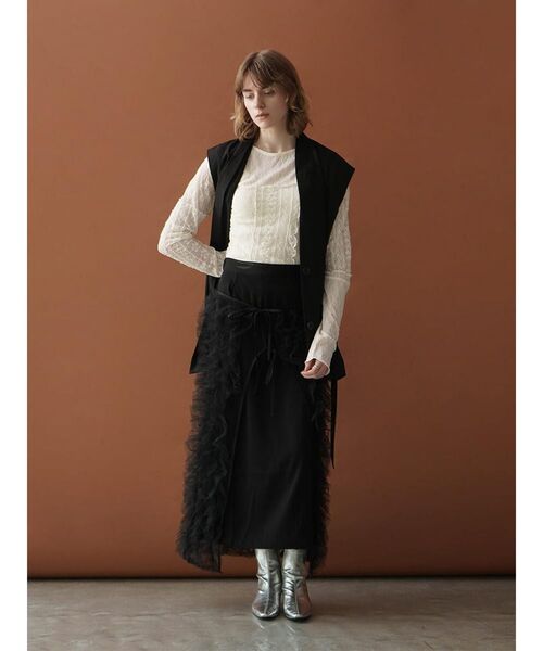 :ETHROF(イーサオブ)の「PATCHWORK LACE TOPS(Tシャツ/カットソー・レディース・オフホワイト/ブラック・FREE)」の7枚目の写真