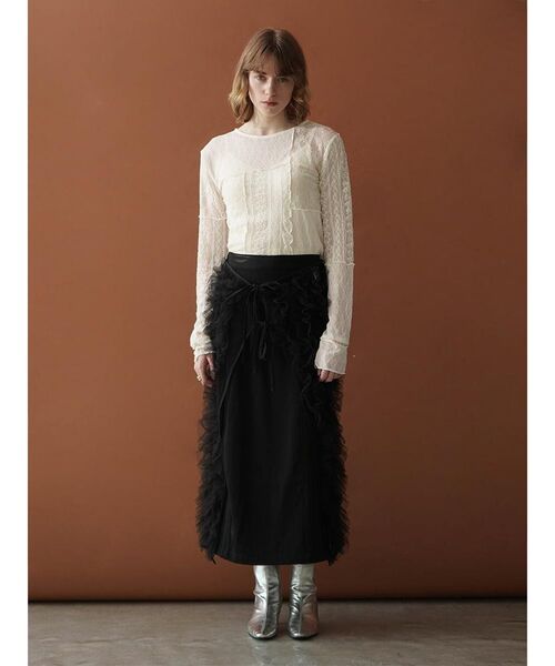 :ETHROF(イーサオブ)の「PATCHWORK LACE TOPS(Tシャツ/カットソー・レディース・オフホワイト/ブラック・FREE)」の8枚目の写真