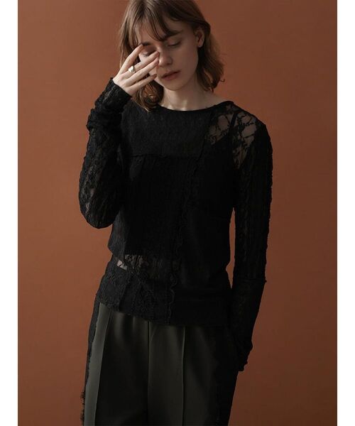 :ETHROF(イーサオブ)の「PATCHWORK LACE TOPS(Tシャツ/カットソー・レディース・オフホワイト/ブラック・FREE)」の9枚目の写真