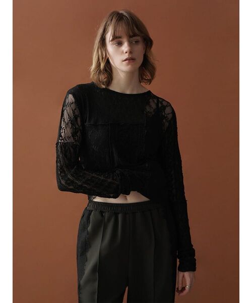 :ETHROF(イーサオブ)の「PATCHWORK LACE TOPS(Tシャツ/カットソー・レディース・オフホワイト/ブラック・FREE)」の10枚目の写真