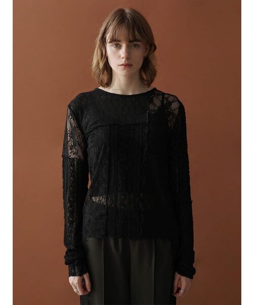 :ETHROF(イーサオブ)の「PATCHWORK LACE TOPS(Tシャツ/カットソー・レディース・オフホワイト/ブラック・FREE)」の14枚目の写真
