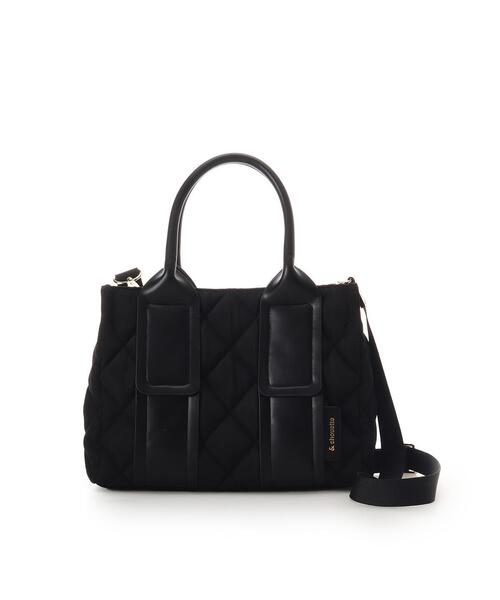 & chouette(アンドシュエット)の「ダイヤ型キルティングハンドバッグ(ハンドバッグ・レディース・カーキ/ピンクベージュ/ダルブルー系/ブラック・FREE)」の2枚目の写真